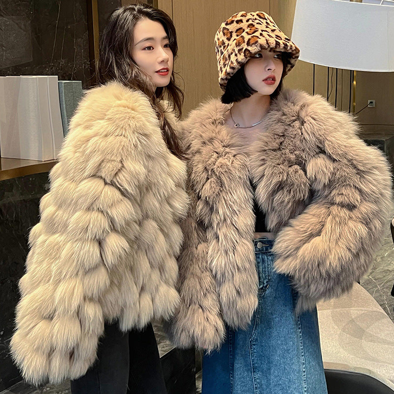 Winter Faux Fox Fur Fur Coat