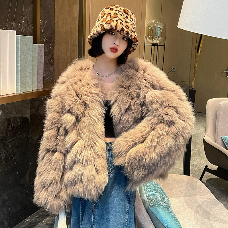 Winter Faux Fox Fur Fur Coat
