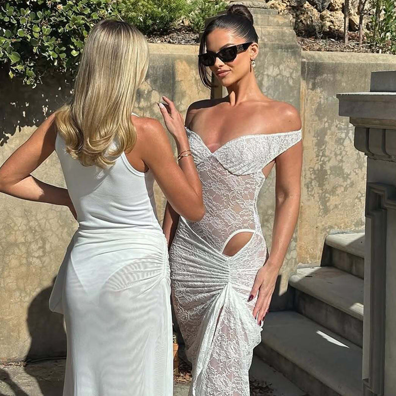 Seamless Ring-shoulder Backless Elsa dress