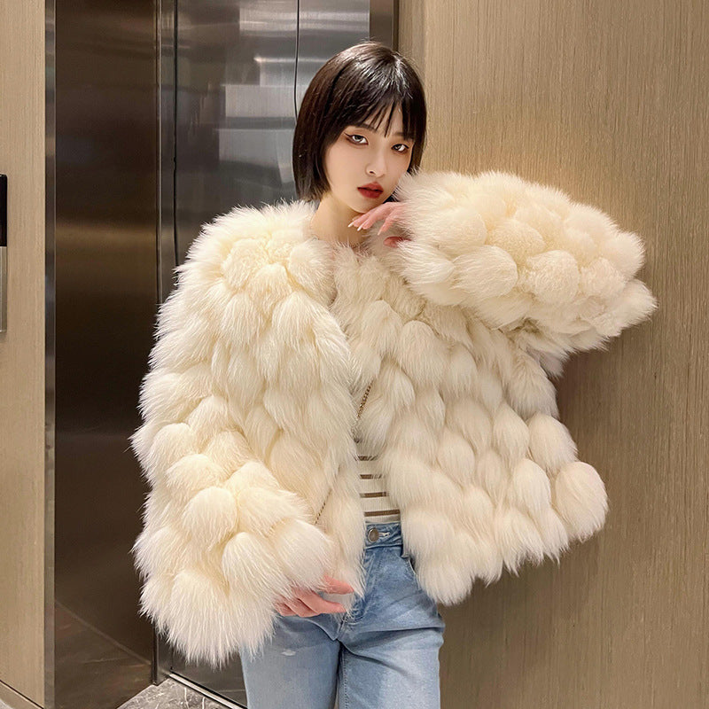 Winter Faux Fox Fur Fur Coat