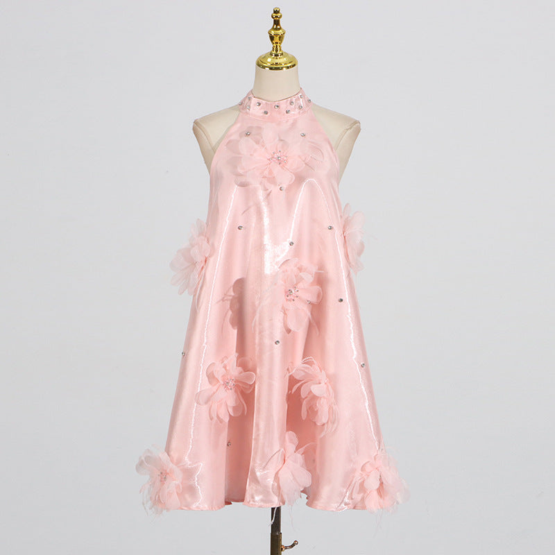 Rhinestone Flower Mini Dress