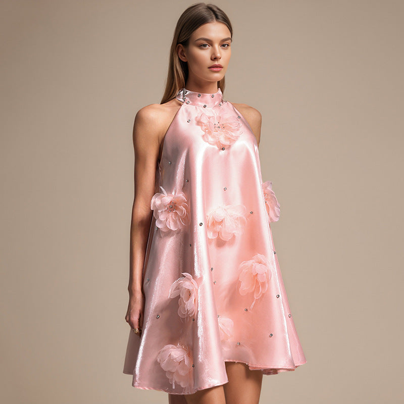 Rhinestone Flower Mini Dress